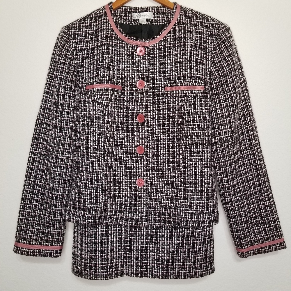Womens Pink & Black Jacket & Skirt Set Size 12
